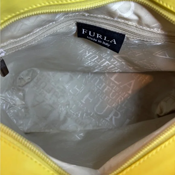 Furla Yellow Leather Tote Bag Made in Italy Heart Star Studded Shoulder Bag - Picture 8 of 14